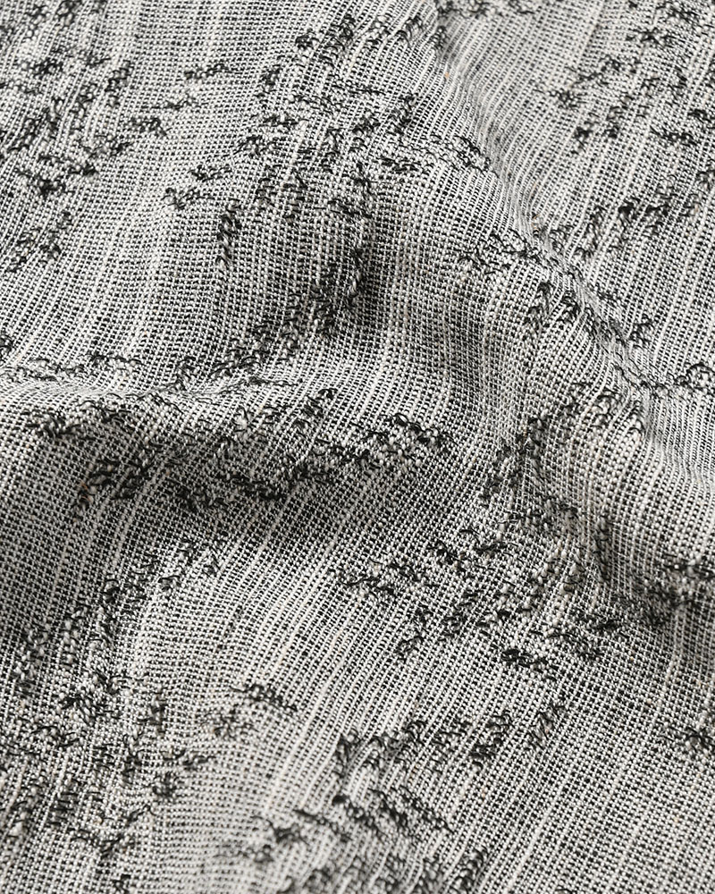 LAPEL SHIRT Bishu Japan Cotton Linen Jacquard FAB -GRY×D.NAVY-