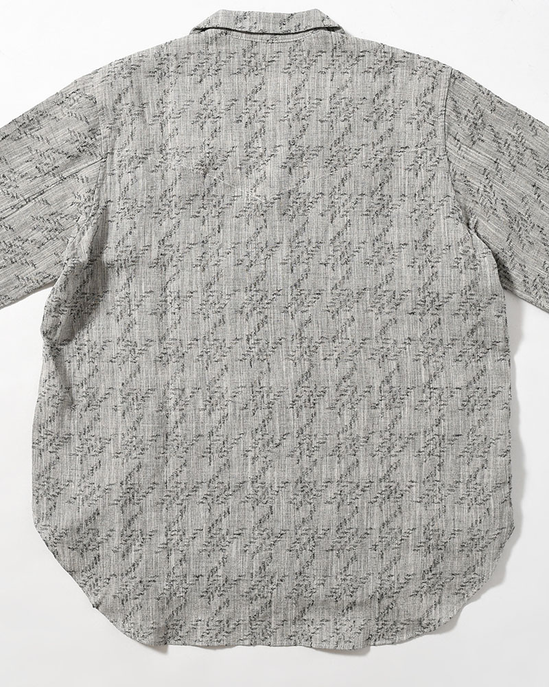 LAPEL SHIRT Bishu Japan Cotton Linen Jacquard FAB -GRY×D.NAVY-