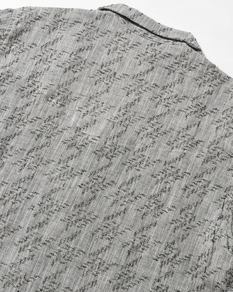 LAPEL SHIRT Bishu Japan Cotton Linen Jacquard FAB -GRY×D.NAVY-