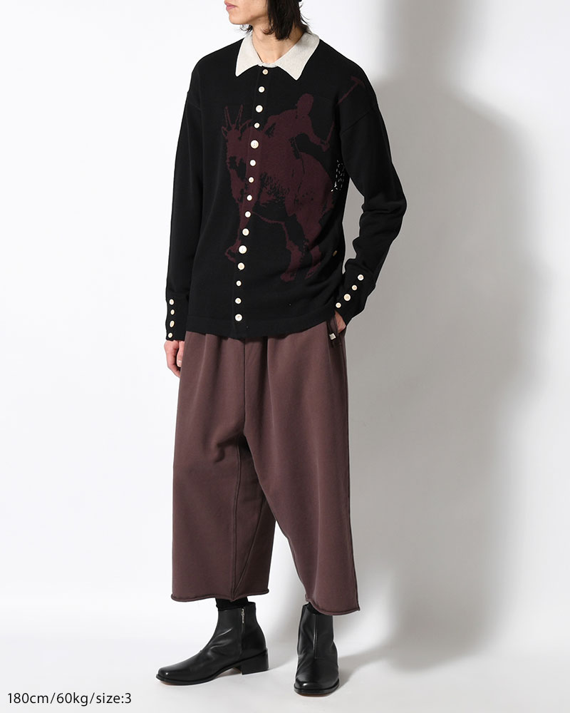 NOCTIS (BAGGY SWEAT PANTS) CUT OFF -BROWN-