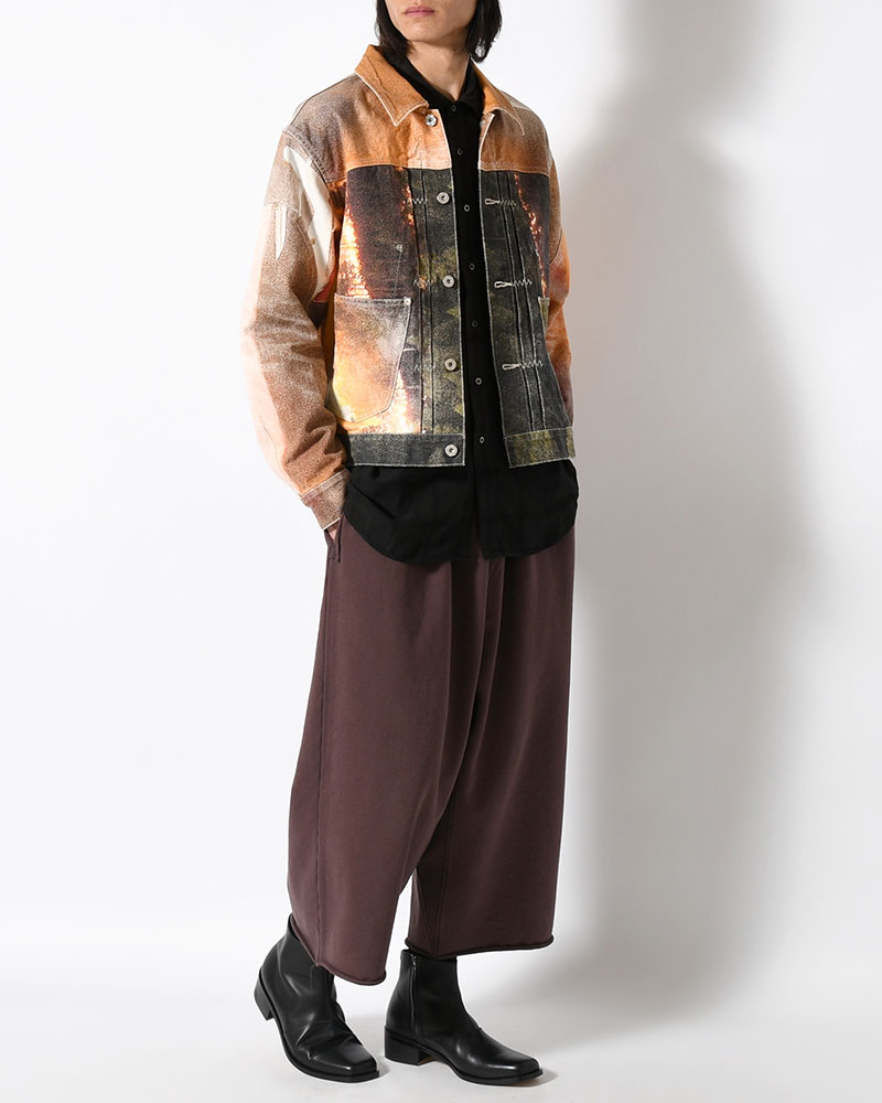 NOCTIS (BAGGY SWEAT PANTS) CUT OFF -BROWN-