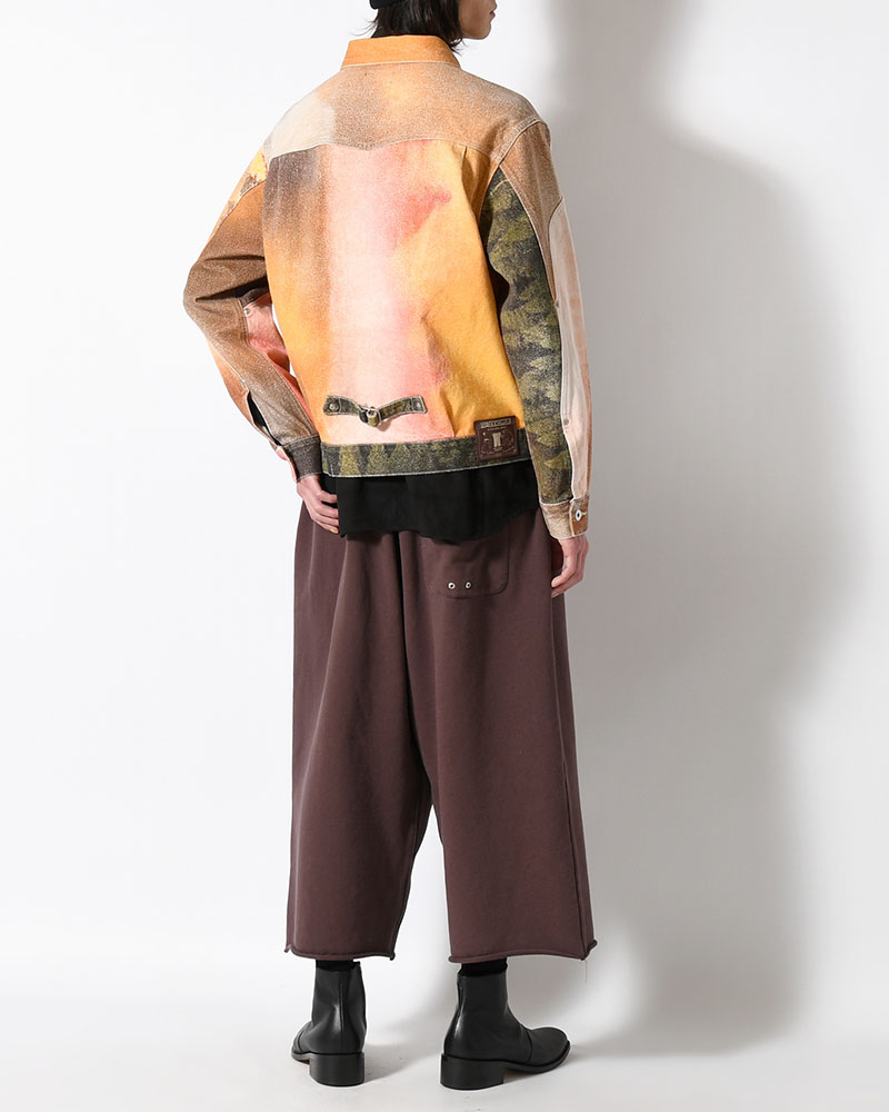 NOCTIS (BAGGY SWEAT PANTS) CUT OFF -BROWN-