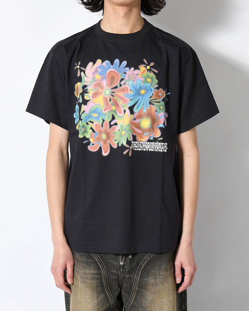 FLOWER TEE -BLACK-