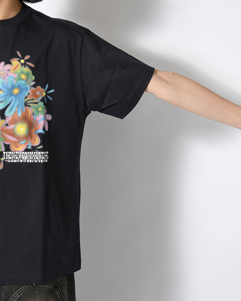 FLOWER TEE -BLACK-