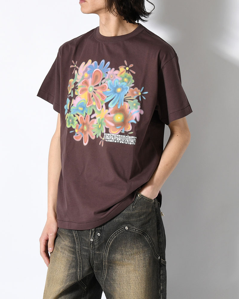 FLOWER TEE -BROWN-