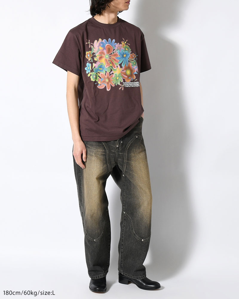FLOWER TEE -BROWN-
