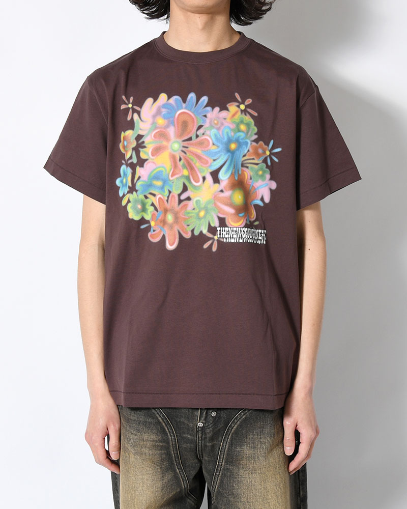 FLOWER TEE -BROWN-