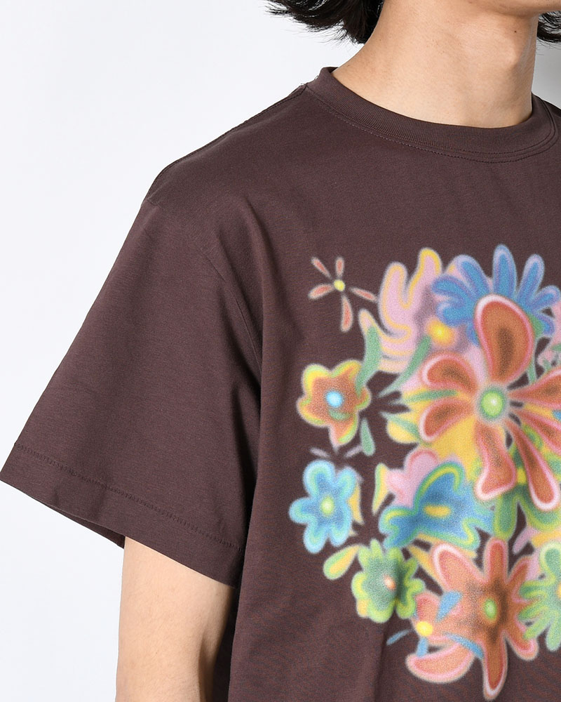 FLOWER TEE -BROWN-