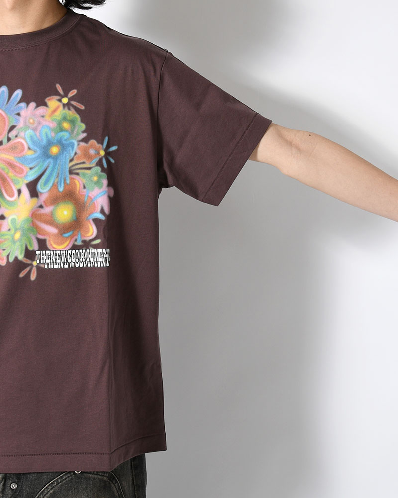 FLOWER TEE -BROWN-