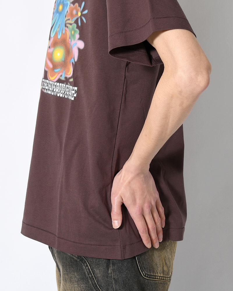 FLOWER TEE -BROWN-