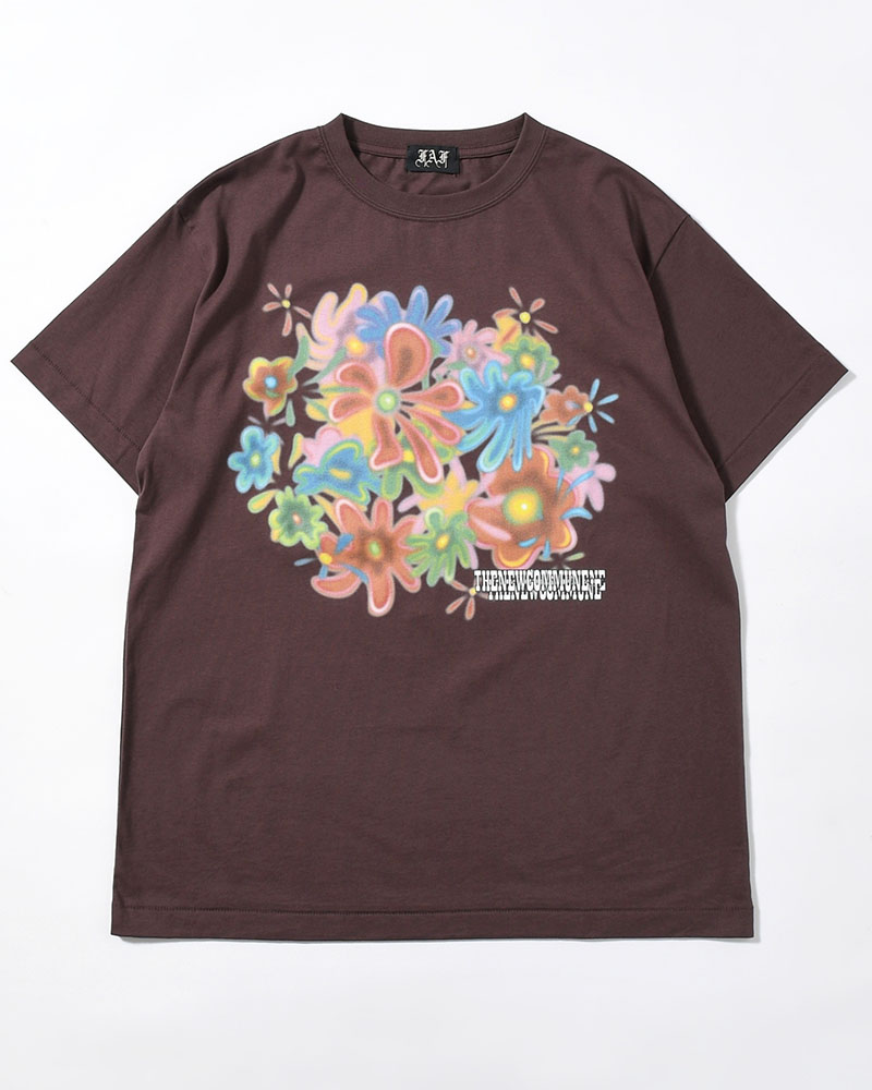 FLOWER TEE -BROWN-