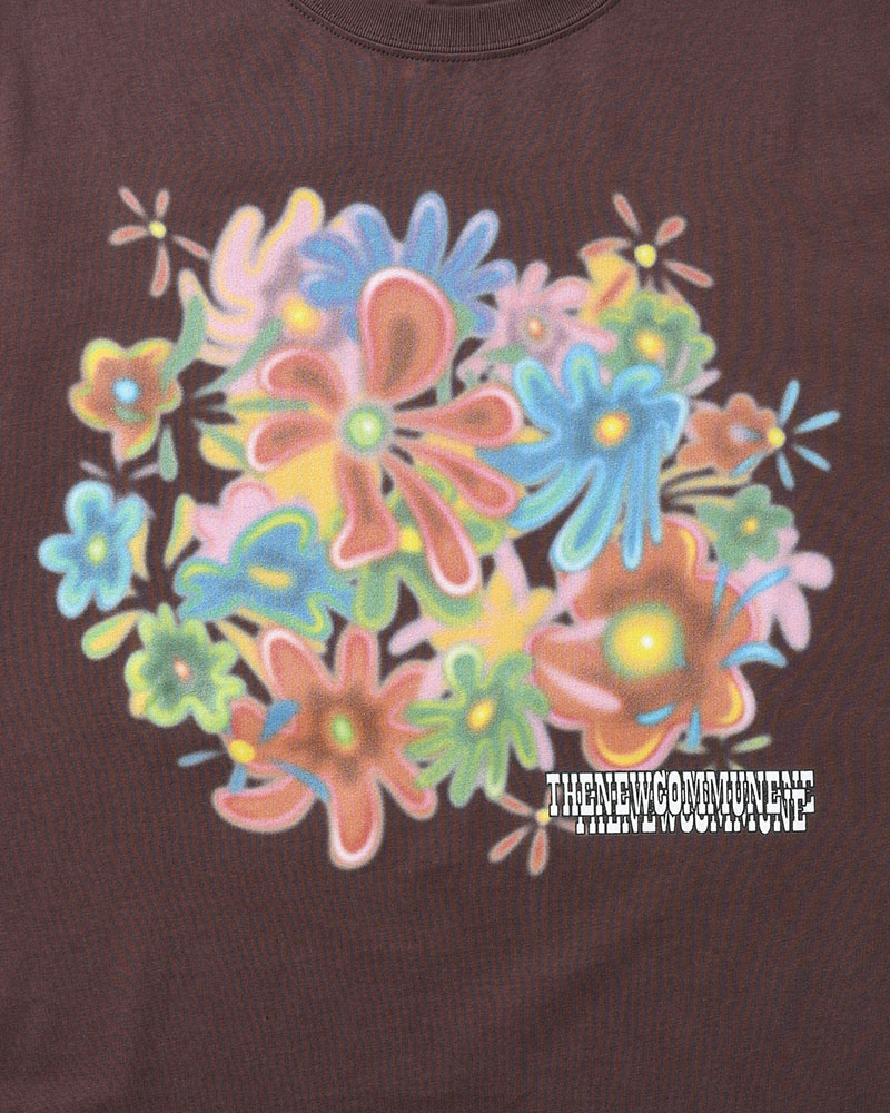 FLOWER TEE -BROWN-