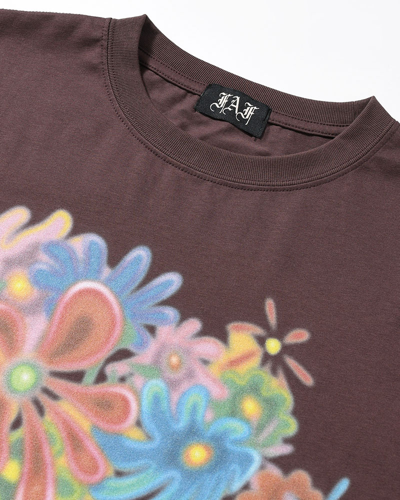 FLOWER TEE -BROWN-