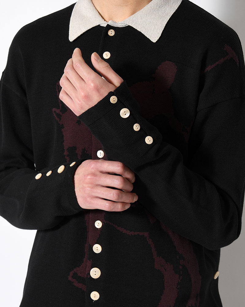 KNIT POLO -BLACK-