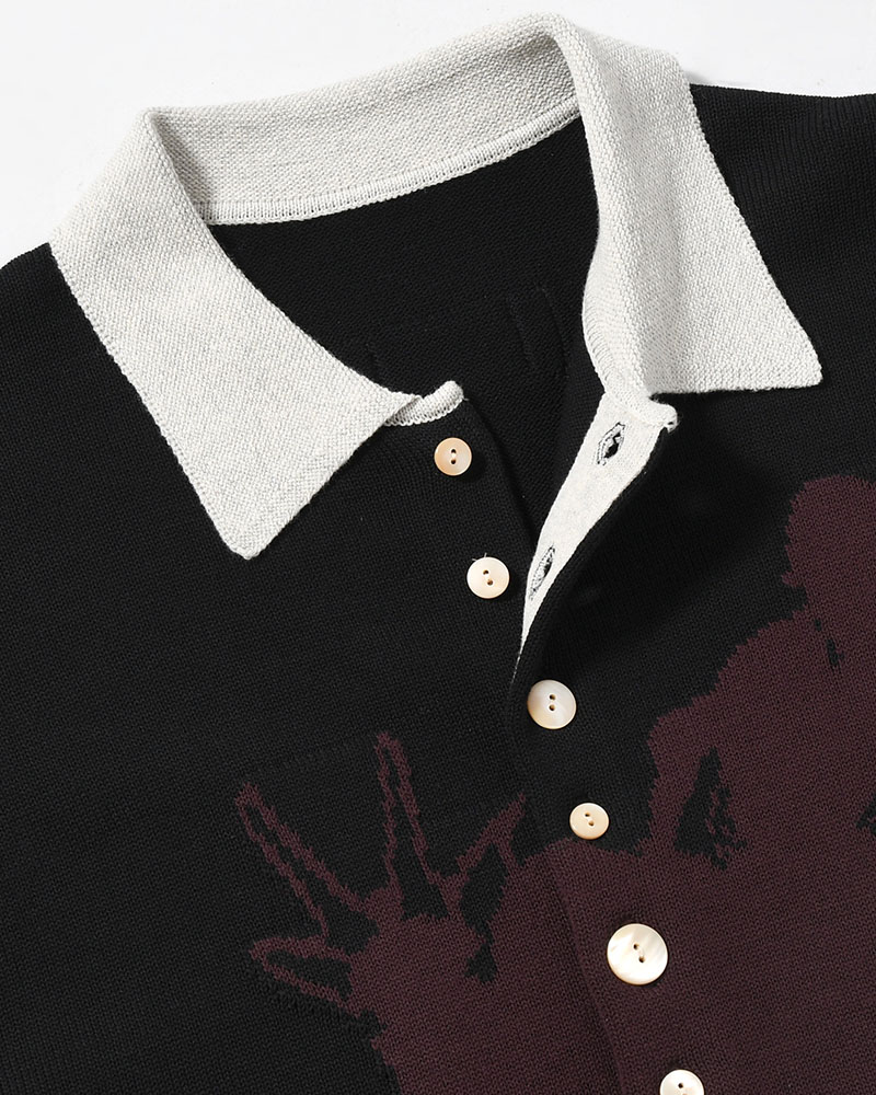 KNIT POLO -BLACK-