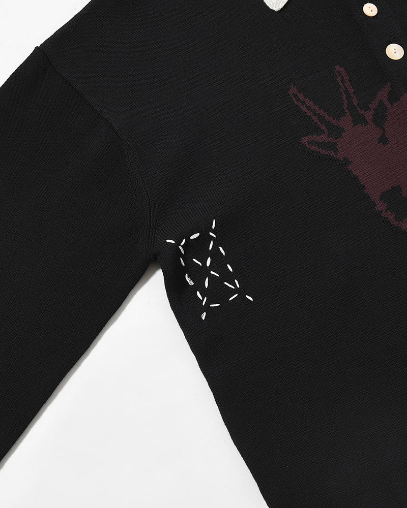 KNIT POLO -BLACK-