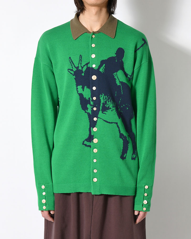 KNIT POLO -GREEN-