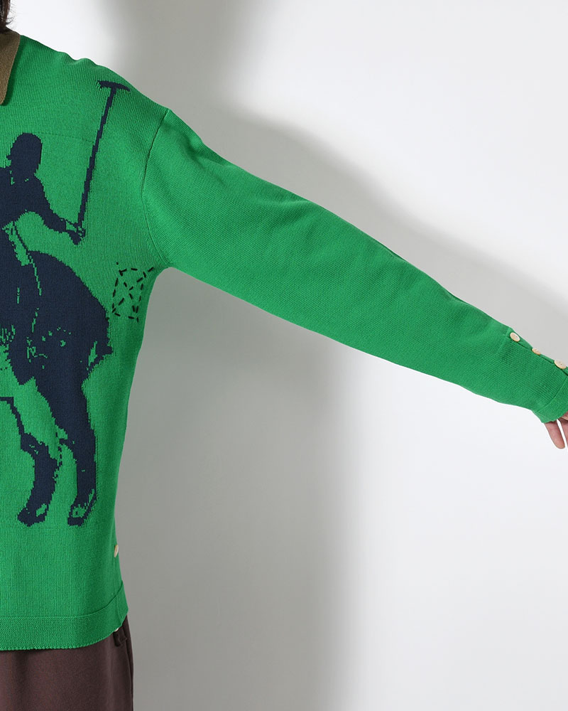 KNIT POLO -GREEN-