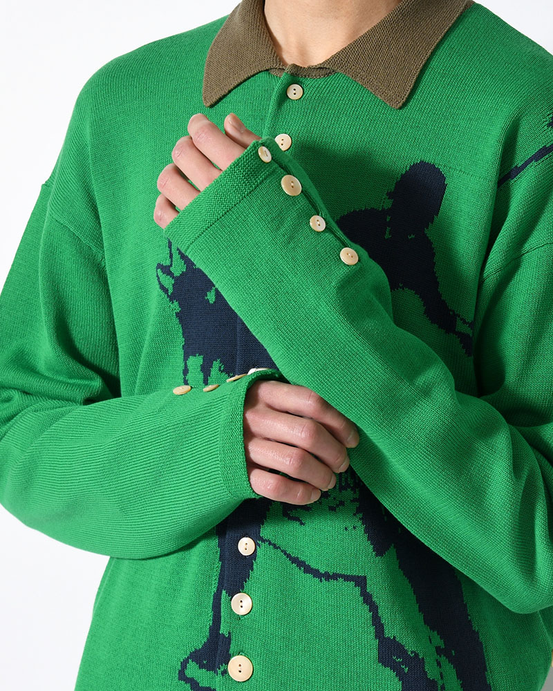 KNIT POLO -GREEN-