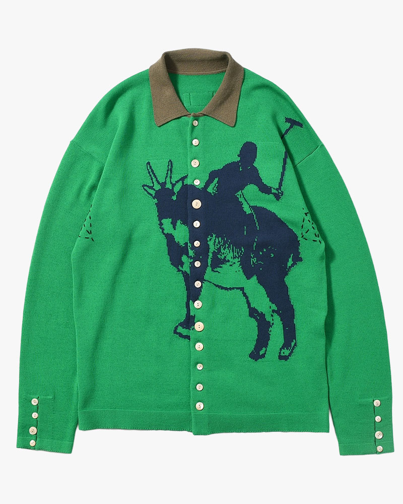 KNIT POLO -GREEN-