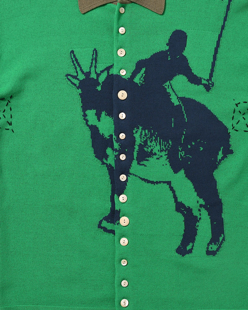 KNIT POLO -GREEN-