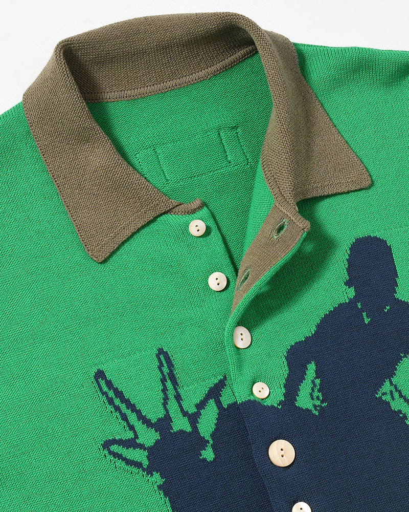 KNIT POLO -GREEN-