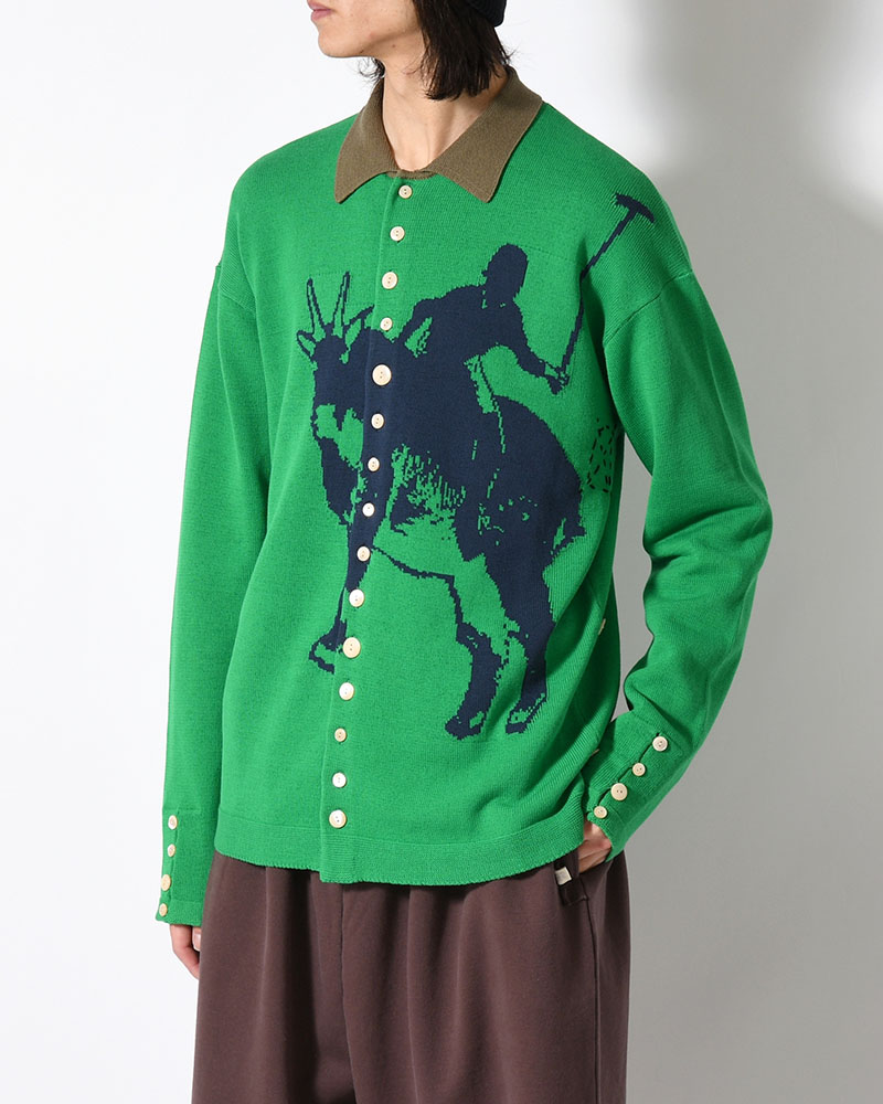 KNIT POLO -GREEN-