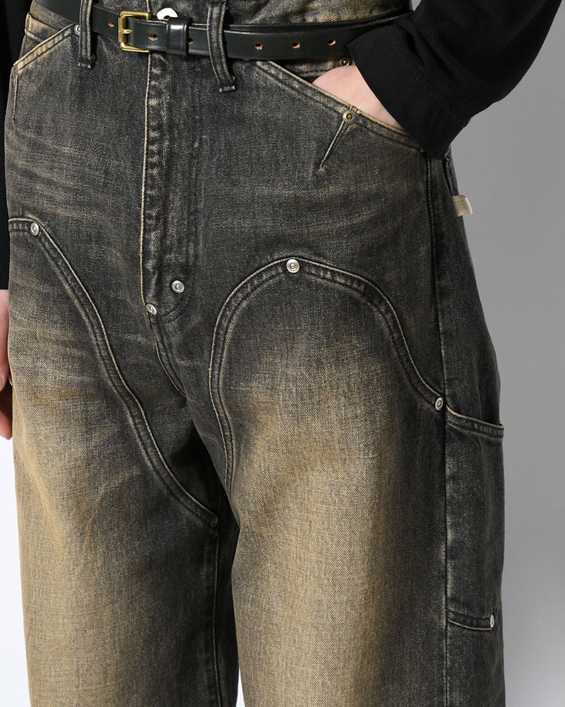 NEWCOMMUNE BAGGY DENIM PANTS -BLACK-