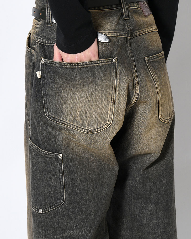NEWCOMMUNE BAGGY DENIM PANTS -BLACK-