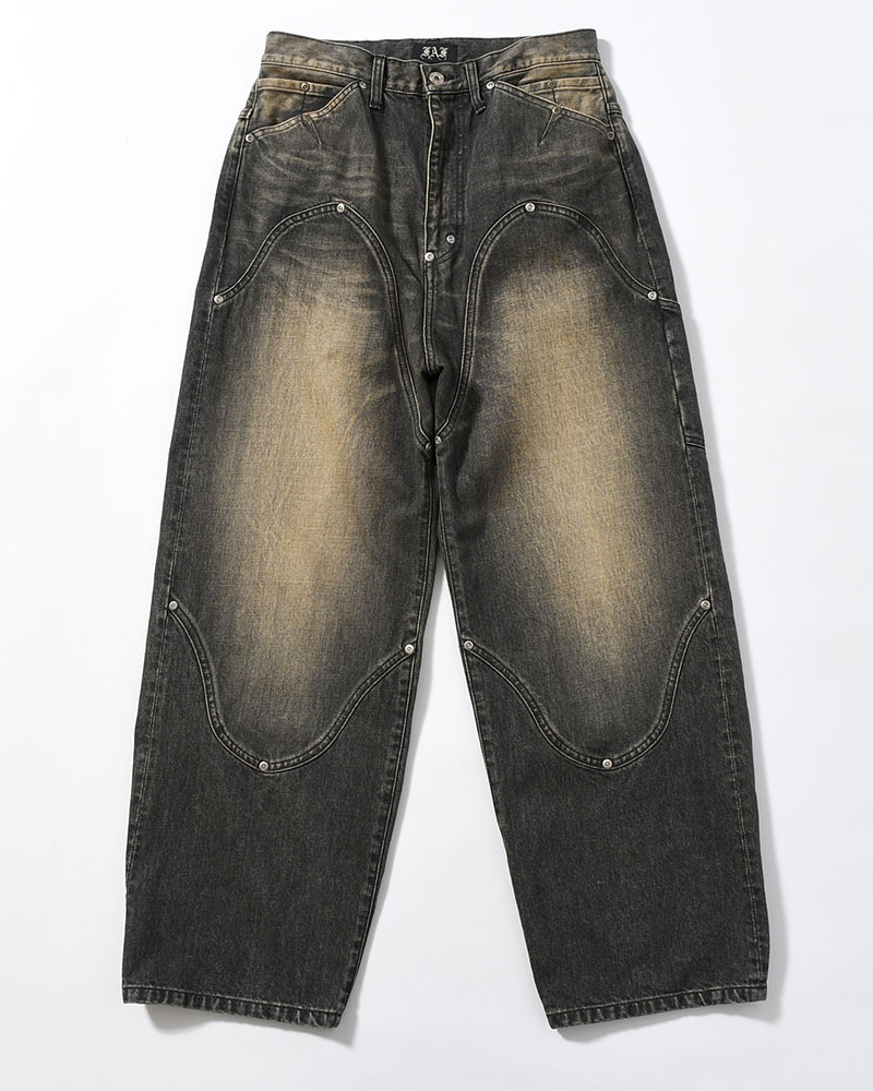 NEWCOMMUNE BAGGY DENIM PANTS -BLACK-