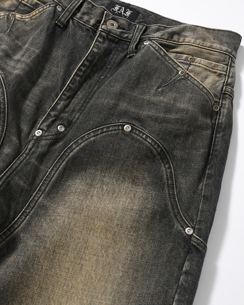 NEWCOMMUNE BAGGY DENIM PANTS -BLACK-