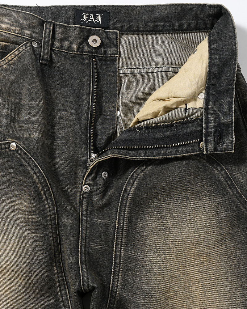 NEWCOMMUNE BAGGY DENIM PANTS -BLACK-