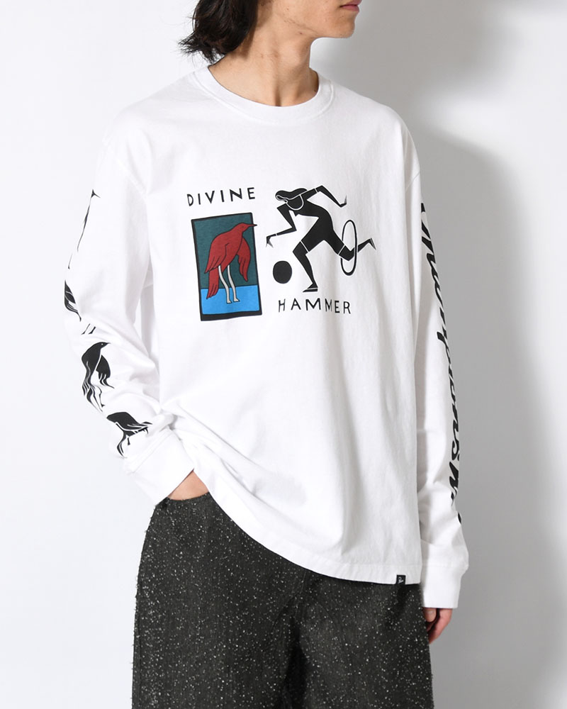DIVINE HAMMER LONG SLEEVE T-SHIRT -WHITE-