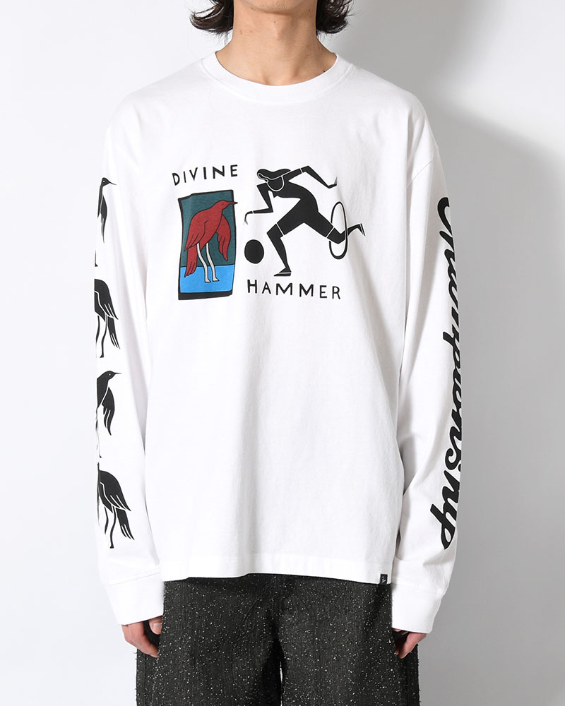 DIVINE HAMMER LONG SLEEVE T-SHIRT -WHITE-