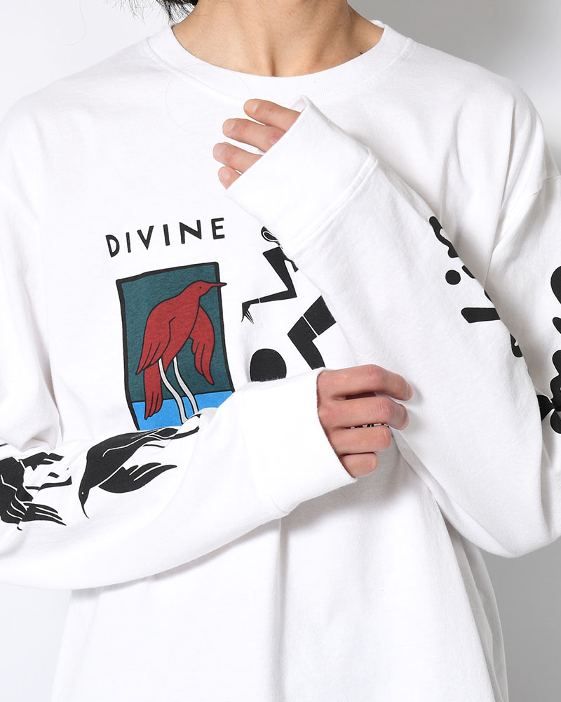 DIVINE HAMMER LONG SLEEVE T-SHIRT -WHITE-