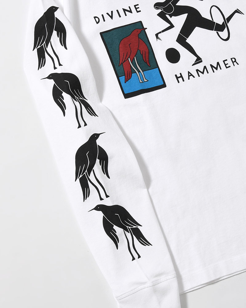 DIVINE HAMMER LONG SLEEVE T-SHIRT -WHITE-