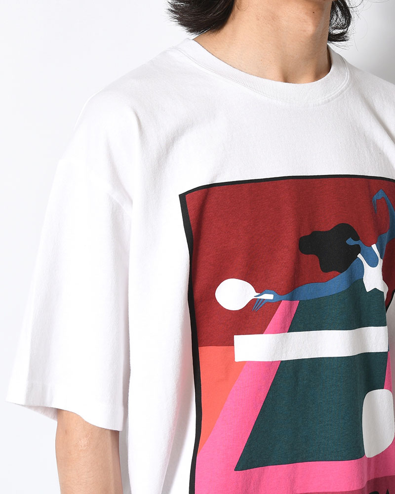 PING PONGED T-SHIRT -WHITE-