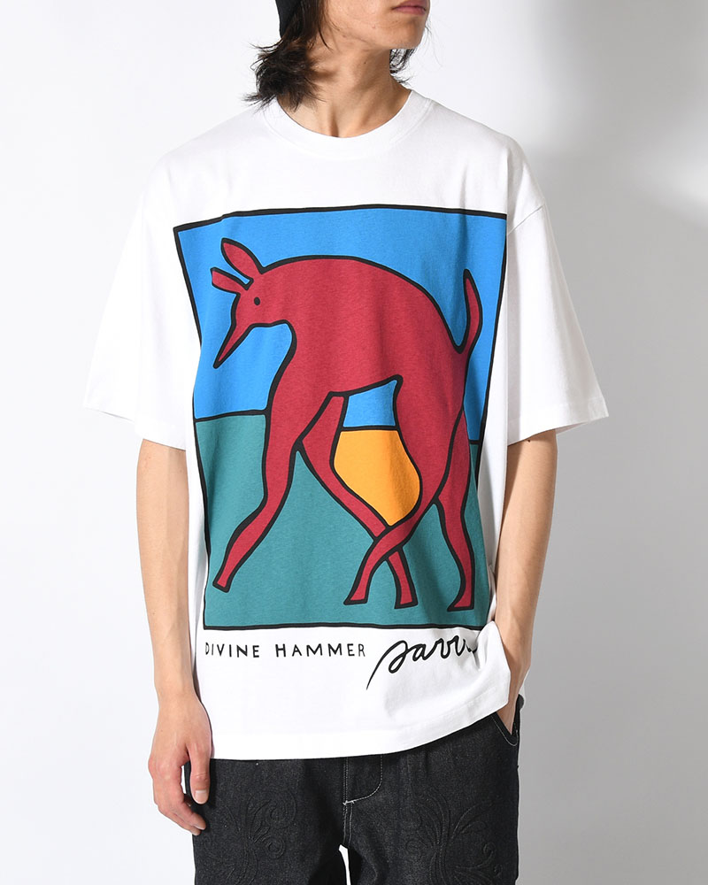 BEAR DOG HAMMER T-SHIRT -WHITE-