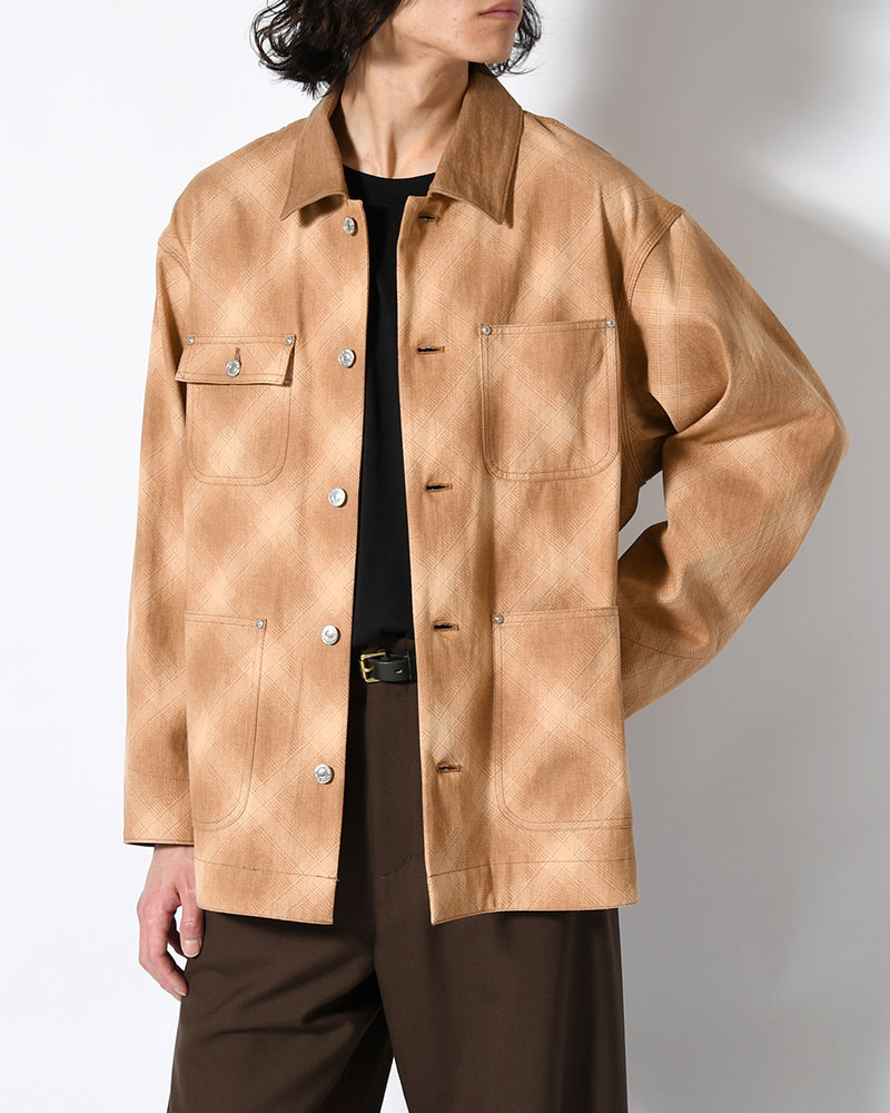 OMBRE CHECK MICHIGAN CHORE COAT -Discharge printing- -BROWN-