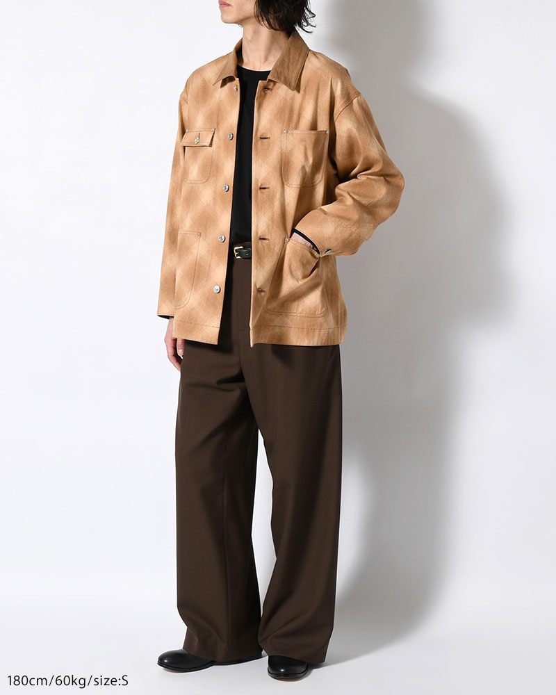 OMBRE CHECK MICHIGAN CHORE COAT -Discharge printing- -BROWN-