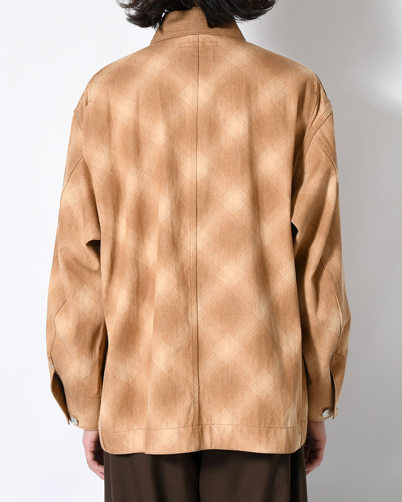 OMBRE CHECK MICHIGAN CHORE COAT -Discharge printing- -BROWN-