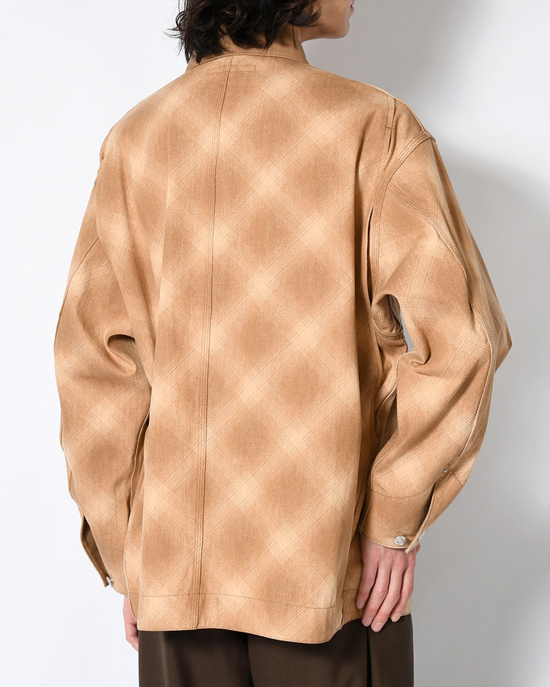 OMBRE CHECK MICHIGAN CHORE COAT -Discharge printing- -BROWN-