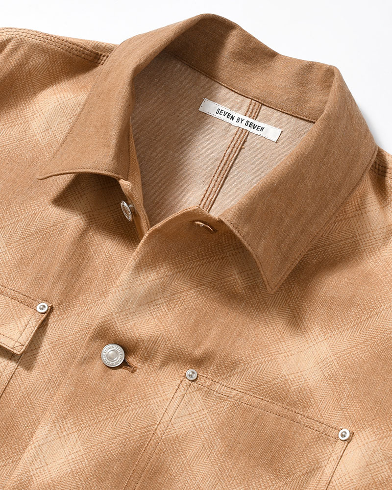 OMBRE CHECK MICHIGAN CHORE COAT -Discharge printing- -BROWN-