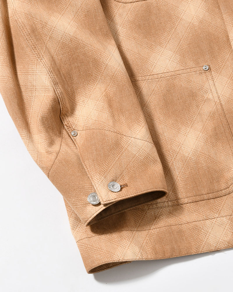 OMBRE CHECK MICHIGAN CHORE COAT -Discharge printing- -BROWN-