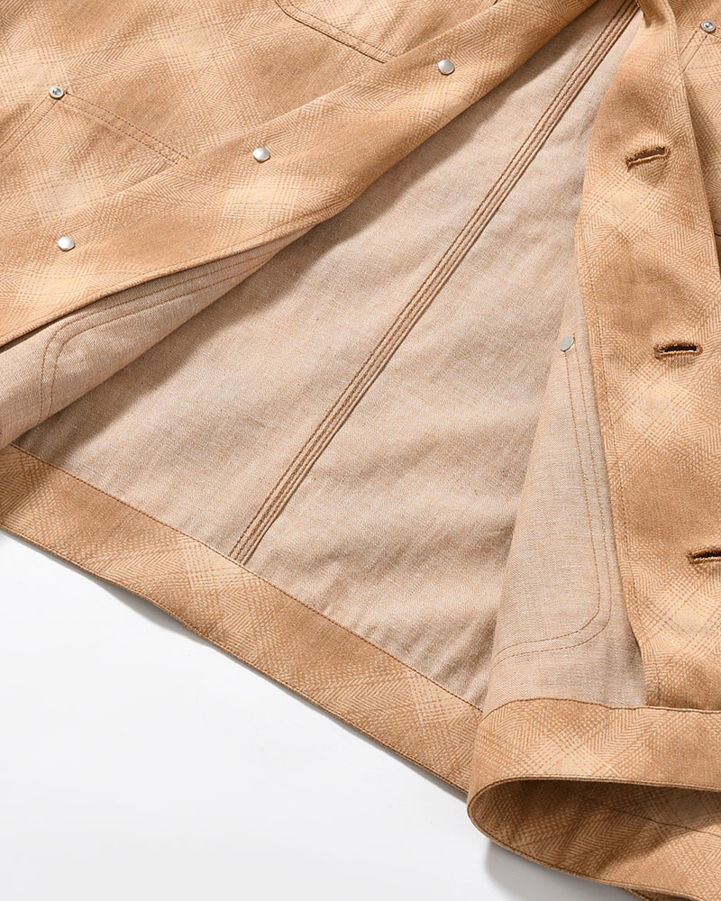 OMBRE CHECK MICHIGAN CHORE COAT -Discharge printing- -BROWN-