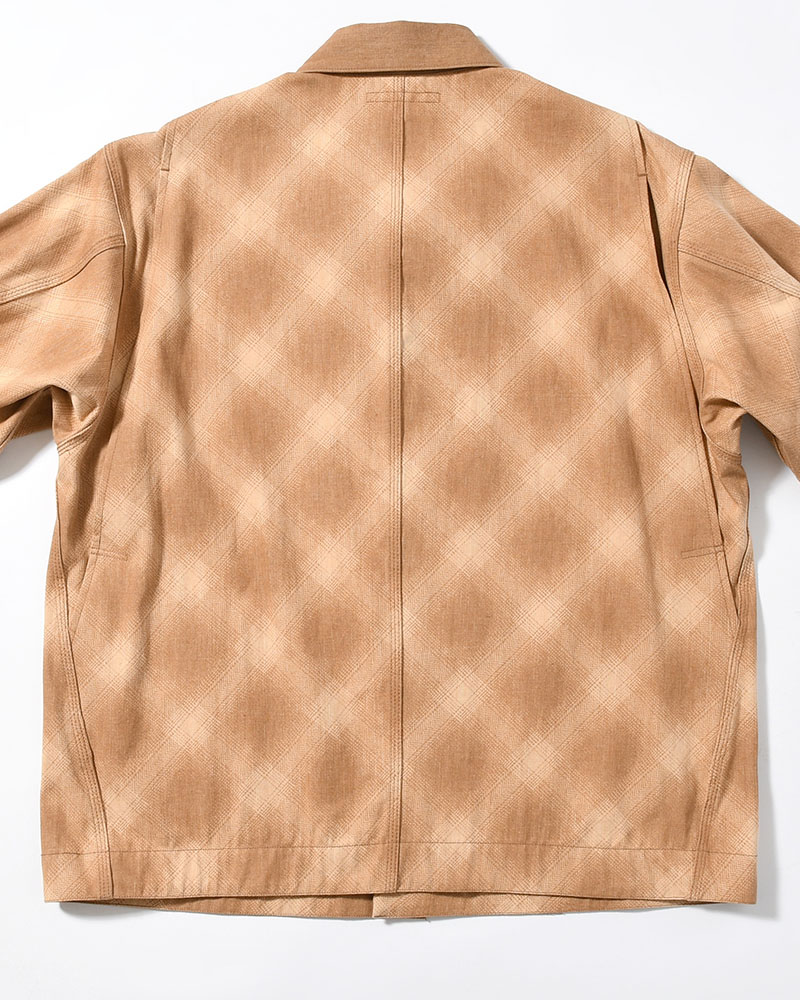 OMBRE CHECK MICHIGAN CHORE COAT -Discharge printing- -BROWN-