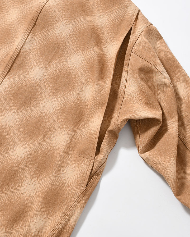 OMBRE CHECK MICHIGAN CHORE COAT -Discharge printing- -BROWN-