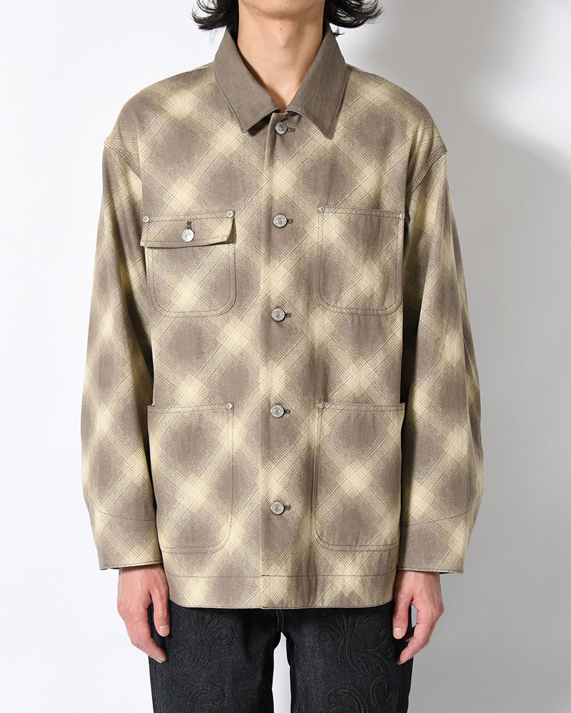 OMBRE CHECK MICHIGAN CHORE COAT -Discharge printing- -GRAY-