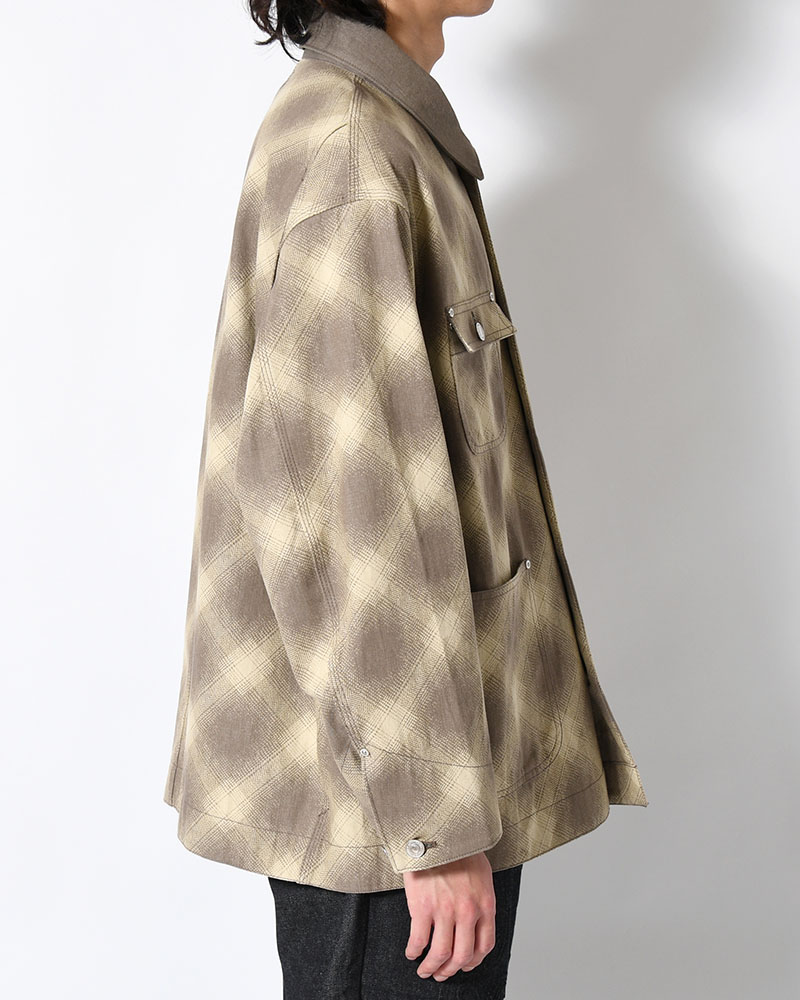 OMBRE CHECK MICHIGAN CHORE COAT -Discharge printing- -GRAY-