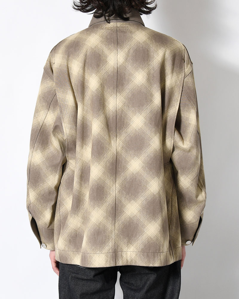 OMBRE CHECK MICHIGAN CHORE COAT -Discharge printing- -GRAY-